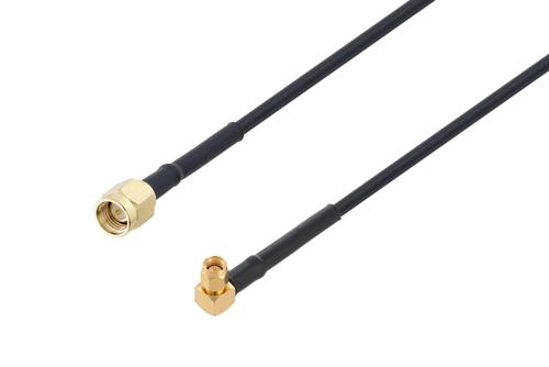 SMA オス 〜 SMA オス 直角ケーブル、LMR-200 同軸、熱収縮チューブ