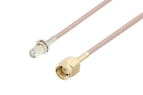 SMA メス バルクヘッド 〜 SMA オス ケーブル、RG316 同軸