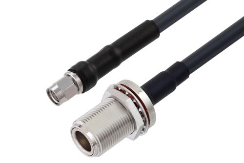 SMA オス 〜 N メス バルクヘッド、低損失ケーブル、LMR-240 同軸
