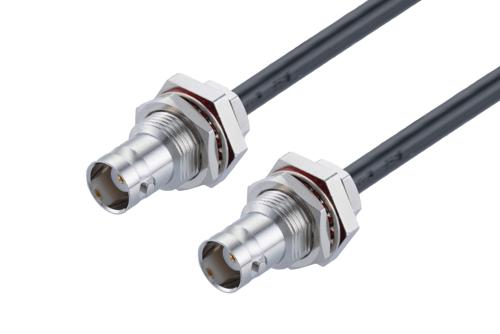 BNC メス バルクヘッド ～ BNC メス バルクヘッド ケーブル, RG58 同軸, 鉛フリーはんだ