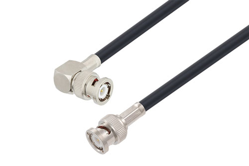 BNC オス 直角 〜 BNC オス、低損失ケーブル、LMR-240-DB 同軸