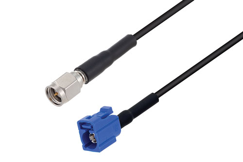 SMA オス 〜 青色 FAKRA ジャック、低損失ケーブル、LMR-100 同軸