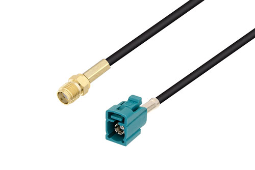 SMA メス 〜 水色 FAKRA ジャック ケーブル、LMR-100 同軸