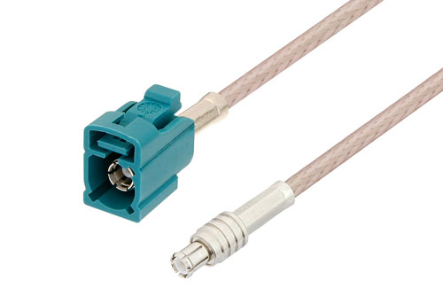 MCX プラグ ～ 水色 FAKRA ジャック ケーブル,  RG316 同軸