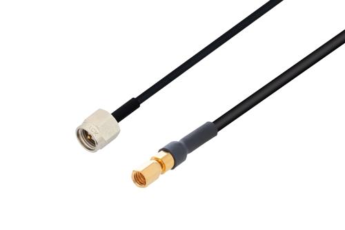 SMA オス ～ SSMC プラグ ケーブル, PE-SR405FLJ 同軸, 熱収縮チューブ付, 鉛フリーはんだ