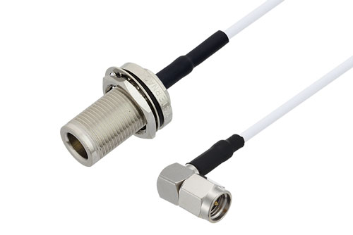 N Female Bulkhead to SMA Male Right Angle Cable Using RG188 Coax with HeatShrink