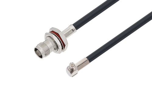 TNC メス バルクヘッド 〜 MCX プラグ 直角ケーブル、LMR-195 同軸