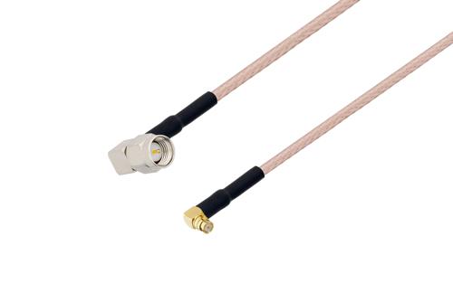 SMA オス直角 〜 プッシュオン SMP メス直角 ケーブル、RG316 同軸 、熱収縮チューブ付
