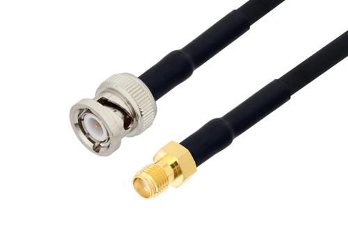 BNC オス ～ SMA メス ケーブル, LMR-240-UF 同軸, 熱収縮チューブ付