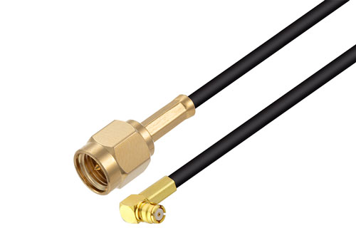 プッシュオン SMP メス 直角 〜 SMA オス ケーブル、LMR-100 同軸