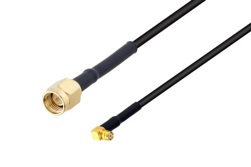 SMA オス ～  プッシュオン SMP メス 直角, ケーブル LMR-100 同軸, 熱収縮チューブ, 鉛フリーはんだ