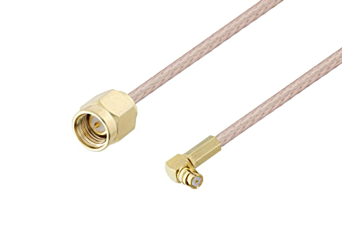 SMA オス 〜 プッシュオン SMP メス 直角ケーブル、RG316 同軸