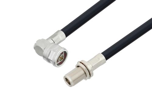 N メス バルクヘッド 〜 N オス 直角ケーブル、LMR-400-UF 同軸