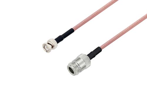 BNC オス 〜 N メス ケーブル、RG142 同軸、熱収縮チューブ