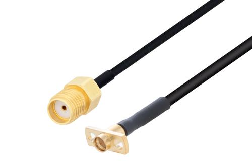 SMA メス 〜 プッシュオン SMP オス 2ホールパネルケーブル、PE-SR405FLJ 同軸