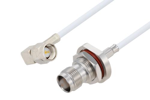 TNC メス バルクヘッド 〜 SMA オス 直角ケーブル、RG188 同軸