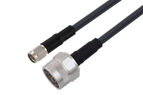N オス 〜 SMA オス ケーブル、RG58 同軸 、熱収縮チューブ付
