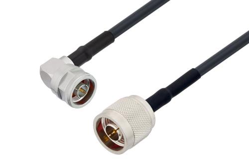 N Male Right Angle to N Male Cable Using LMR-195 Coax with HeatShrink