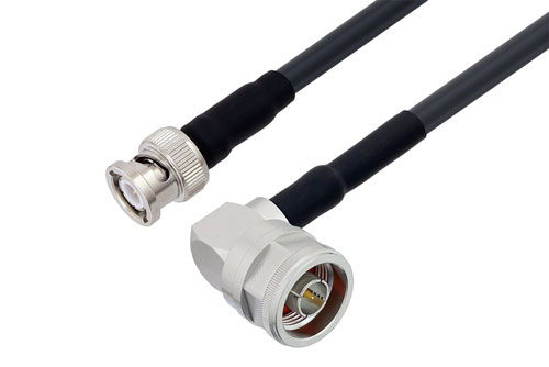 N Male Right Angle to BNC Male Cable Using LMR-240-UF Coax