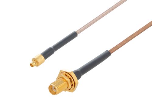 MMCX プラグ 〜 SMA メス バルクヘッドケーブル、RG178 同軸、熱収縮チューブ