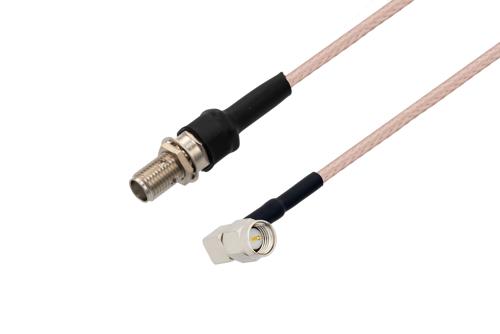 SMA メス バルクヘッド ～ SMA オス直角, ケーブル RG316 同軸, 熱収縮チューブ