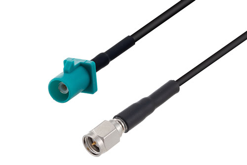 Water Blue FAKRA Plug to SMA Male Cable Using LMR-100 Coax