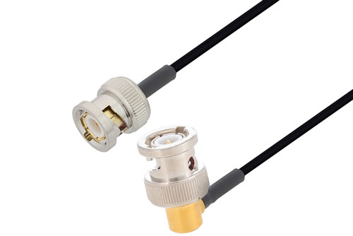 BNC オス 〜 BNC オス 直角ケーブル、PE-SR405FLJ 同軸