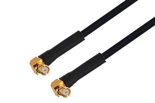 SMP メス 直角 ～ SMP メス 直角, ケーブル PE-SR405FLJ 同軸, 180 度反転