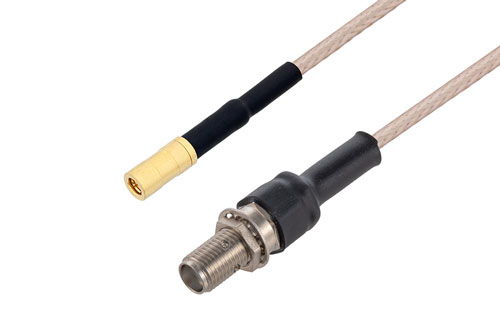 SSMB プラグ 〜 SMA メス バルクヘッド ケーブル、RG316 同軸 、熱収縮チューブ付