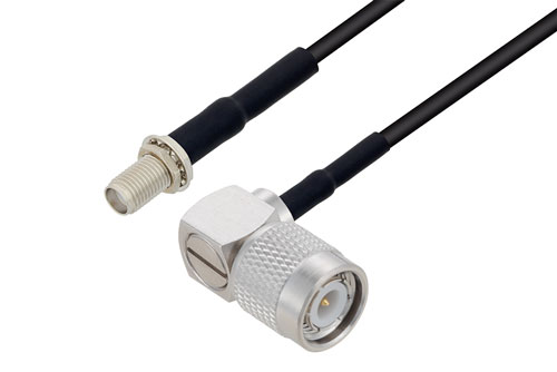TNC オス直角 〜 SMA メス バルクヘッド ケーブル、LMR-100 同軸