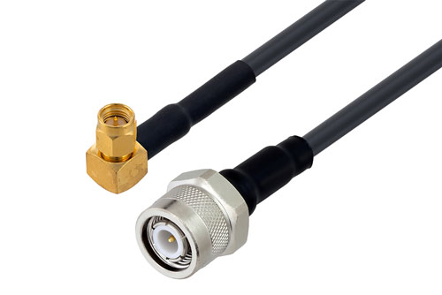 TNC オス 〜 SMA オス直角 ケーブル、LMR-200 同軸 、熱収縮チューブ付