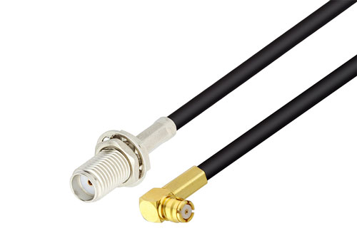 プッシュオン SMP メス直角 〜 SMA メス バルクヘッド ケーブル、PE-C100-LSZH 同軸