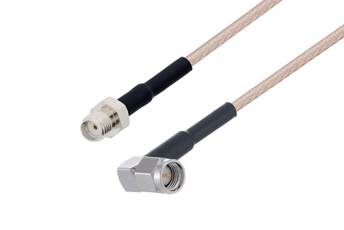 SMA メス 〜 SMA オス直角 ケーブル、RG316-DS 同軸