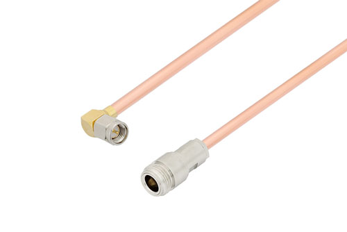 SMA オス直角 〜 N メス ケーブル、RG402 同軸