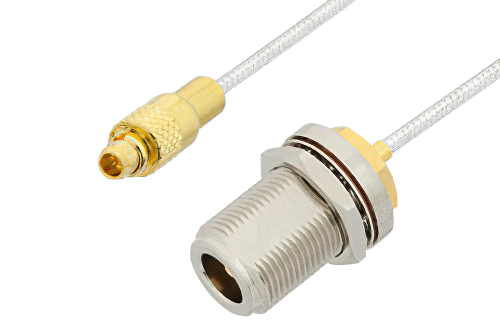 MMCX プラグ 〜 N メス バルクヘッド ケーブル、PE-SR047FL 同軸