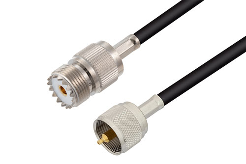 UHF オス 〜 UHF メス ケーブル、53 Ω RG55 同軸
