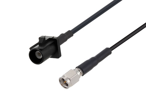 黒色 FAKRA プラグ 〜 SMA オス ケーブル、LMR-100 同軸 、鉛フリーはんだ