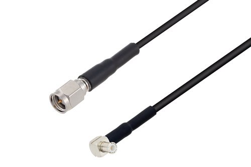 SMA オス 〜 MCX プラグ 直角 ケーブル、RG174 同軸