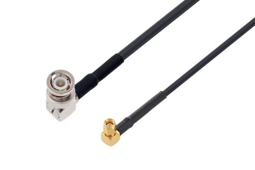 BNC Male Right Angle to SMA Male Right Angle Cable Using LMR-200 Coax with HeatShrink and 180 Deg. Clock