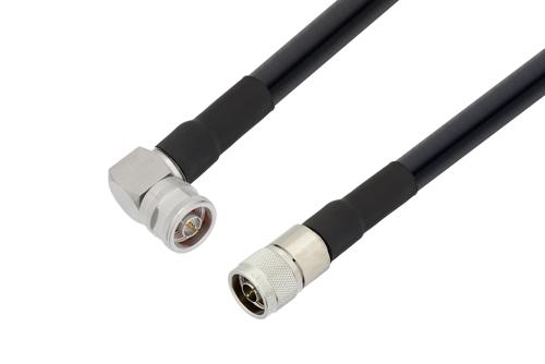 N オス直角 〜 N オス ケーブル、LMR-600-DB 同軸 、熱収縮チューブ付