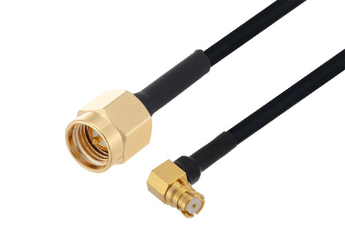 SMP メス直角 〜 SMA オス ケーブル、PE-SR405FLJ 同軸