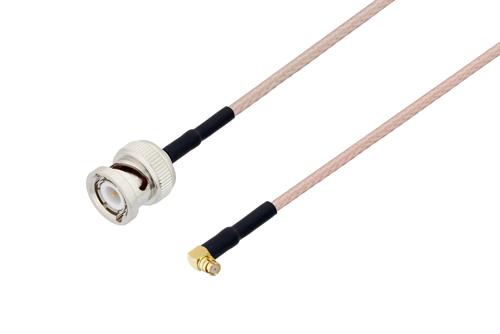 BNC オス ～  プッシュオン SMP メス 直角, ケーブル RG316 同軸, 熱収縮チューブ, 鉛フリーはんだ
