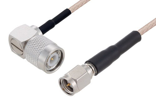 TNC オス直角 〜 SMA オス ケーブル、RG316 同軸 、熱収縮チューブ付
