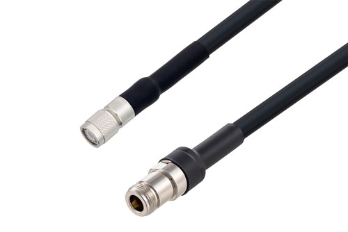 TNC オス 〜 N メス ケーブル、LMR-400-UF 同軸 、熱収縮チューブ付
