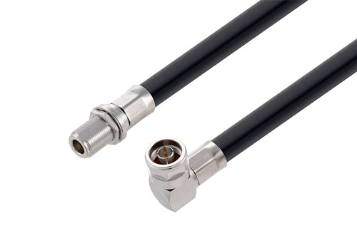 N メスバルクヘッド 〜 N オス直角 ケーブル、LMR-600-DB 同軸