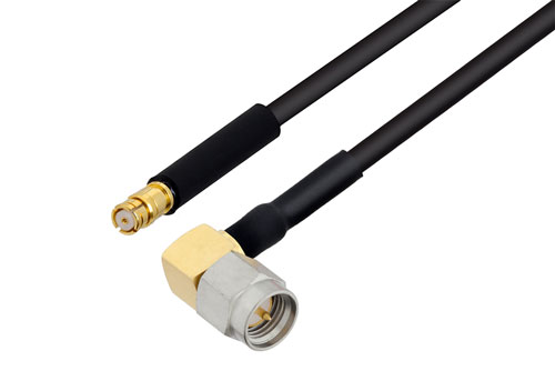 SMP メス 〜 SMA オス直角 ケーブル、PE-SR405FLJ 同軸 、熱収縮チューブ付