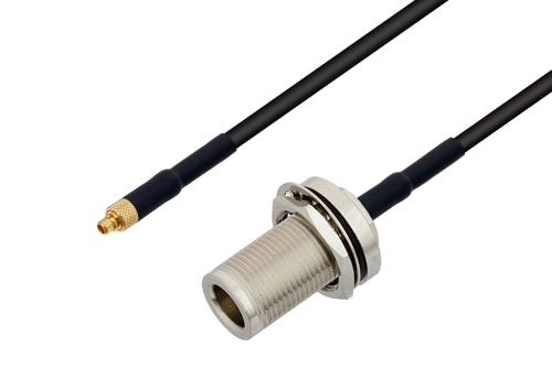 MMCX プラグ ～ N メス バルクヘッド, ケーブル LMR-100 同軸, 熱収縮チューブ