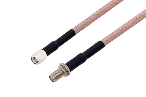 SMA オス 〜 逆極性 SMA メス バルクヘッド ケーブル、RG142 同軸 、熱収縮チューブ付