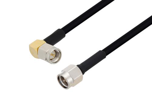 SMA オス直角 〜 SMA オス ケーブル、PE-SR402FLJ 同軸