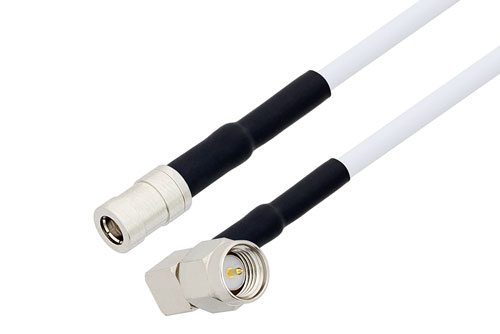 SMA オス直角 〜 SMB プラグ ケーブル、RG188-DS 同軸 、熱収縮チューブ付